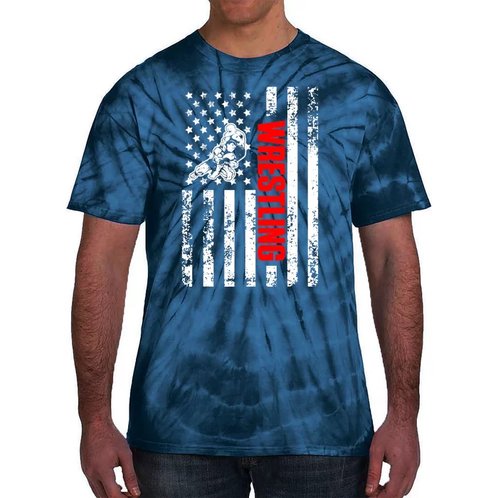 US American Flag Sports Patriotic Wrestling Tie-Dye T-Shirt