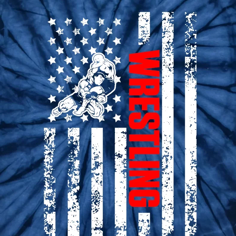 US American Flag Sports Patriotic Wrestling Tie-Dye T-Shirt