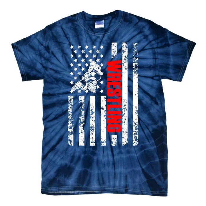 US American Flag Sports Patriotic Wrestling Tie-Dye T-Shirt