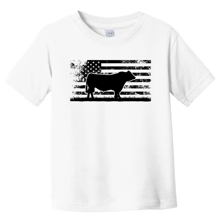 USA American Flag America Cow Black Angus Rancher Toddler T-Shirt