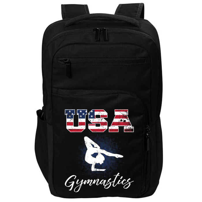 USA American Flag Gymnastics Tee Gymnast 4th of July Impact Tech Backpack