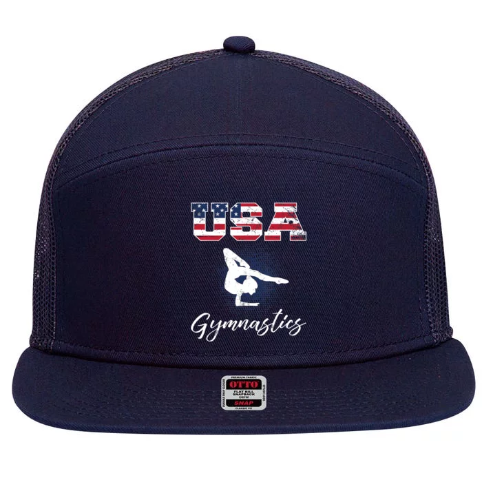 USA American Flag Gymnastics Tee Gymnast 4th of July 7 Panel Mesh Trucker Snapback Hat