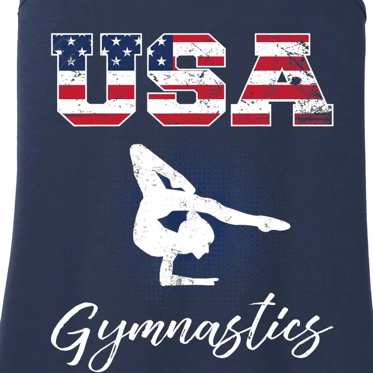 USA American Flag Gymnastics Tee Gymnast 4th of July Ladies Essential Tank