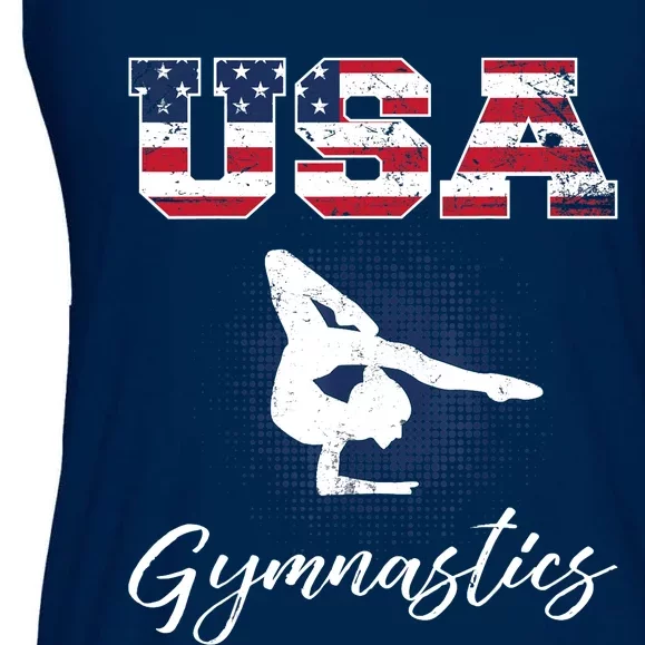 USA American Flag Gymnastics Tee Gymnast 4th of July Ladies Essential Flowy Tank