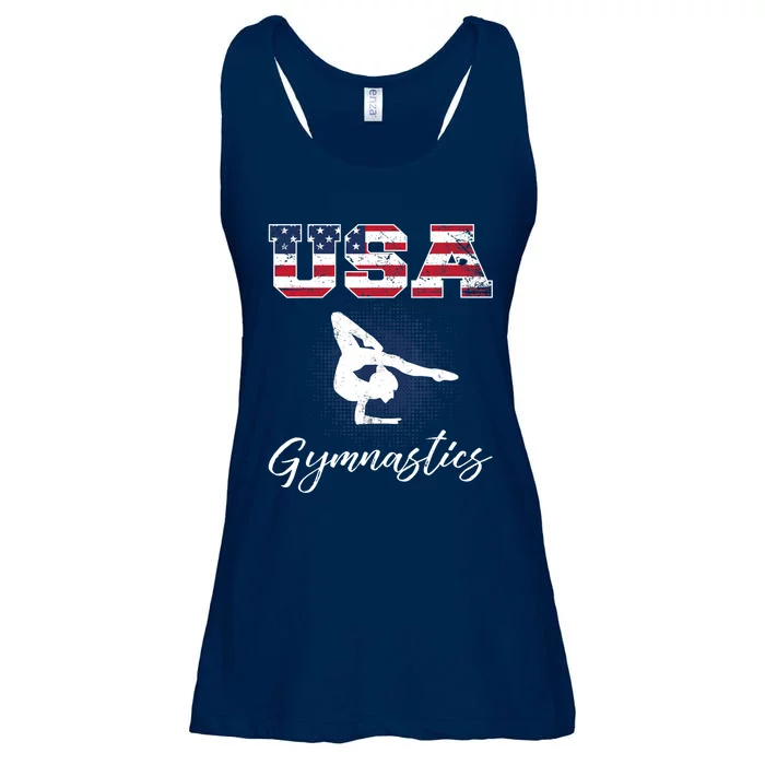 USA American Flag Gymnastics Tee Gymnast 4th of July Ladies Essential Flowy Tank