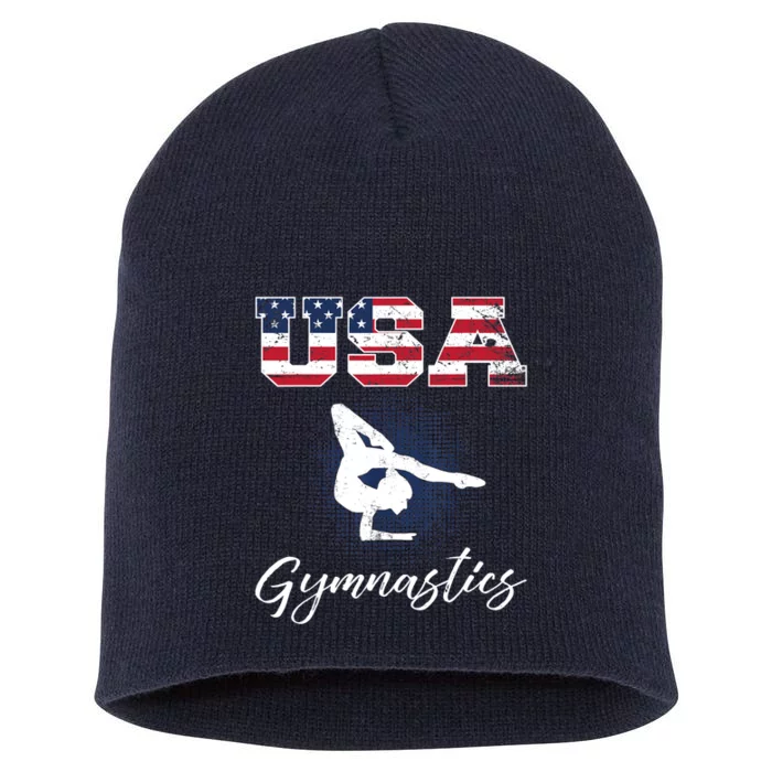 USA American Flag Gymnastics Tee Gymnast 4th of July Short Acrylic Beanie