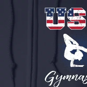 USA American Flag Gymnastics Tee Gymnast 4th of July Full Zip Hoodie