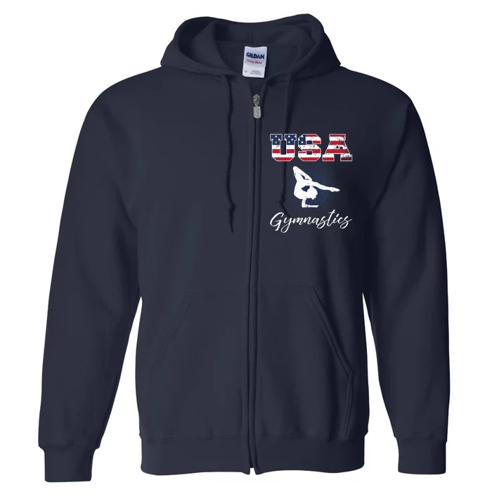 USA American Flag Gymnastics Tee Gymnast 4th of July Full Zip Hoodie