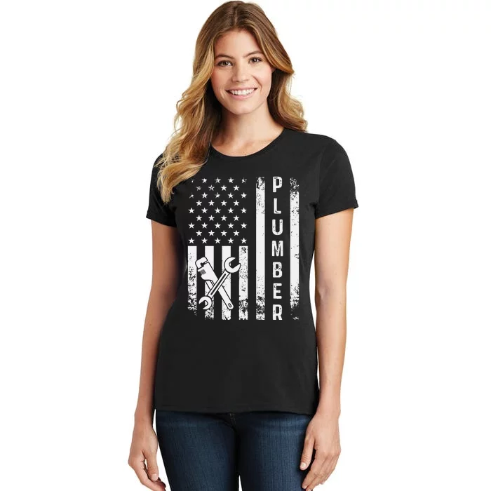 USA American Flag Plumber funny Plumbers Patriotic Women's T-Shirt