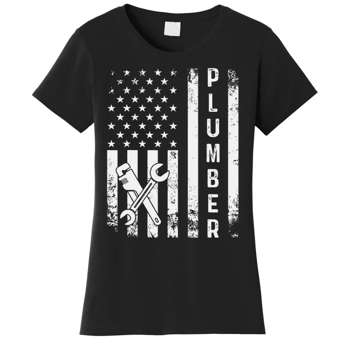 USA American Flag Plumber funny Plumbers Patriotic Women's T-Shirt