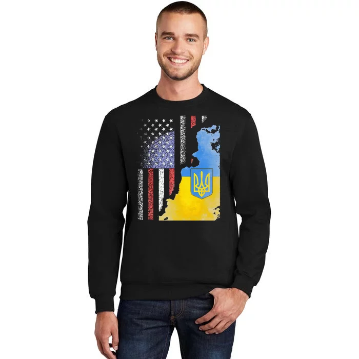 Ukrainian American Flag Ukraine Usa America Roots Tall Sweatshirt