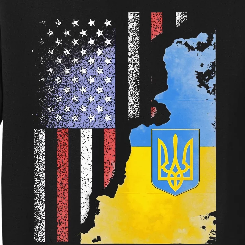 Ukrainian American Flag Ukraine Usa America Roots Tall Sweatshirt