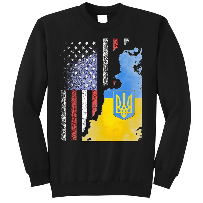 Ukrainian American Flag Ukraine Usa America Roots Tall Sweatshirt