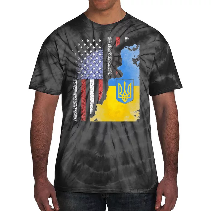 Ukrainian American Flag Ukraine Usa America Roots Tie-Dye T-Shirt