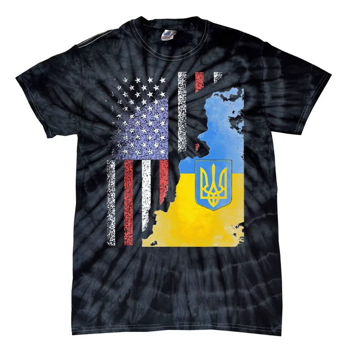 Ukrainian American Flag Ukraine Usa America Roots Tie-Dye T-Shirt