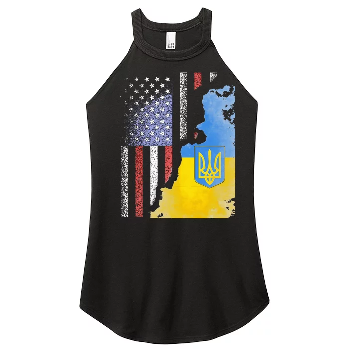 Ukrainian American Flag Ukraine Usa America Roots Women’s Perfect Tri Rocker Tank