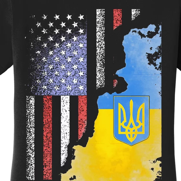 Ukrainian American Flag Ukraine Usa America Roots Women's T-Shirt