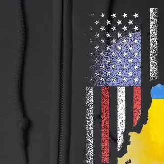 Ukrainian American Flag Ukraine Usa America Roots Full Zip Hoodie