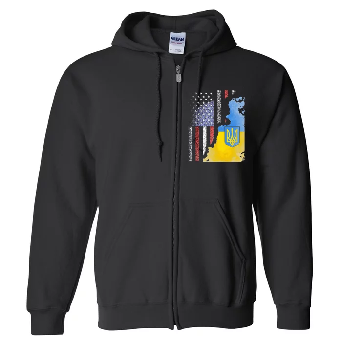 Ukrainian American Flag Ukraine Usa America Roots Full Zip Hoodie