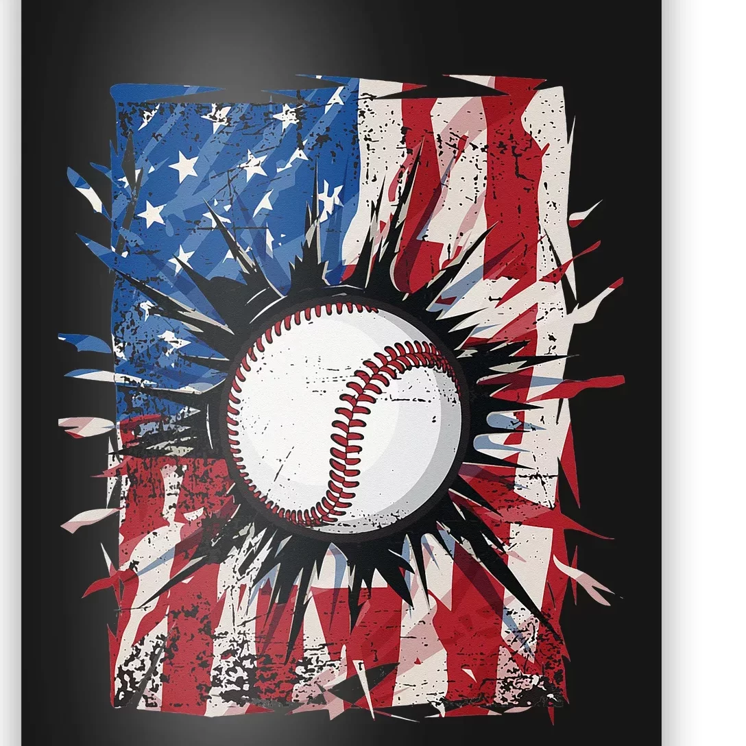 USA American Flag Patriotic Baseball 4th Of July Poster