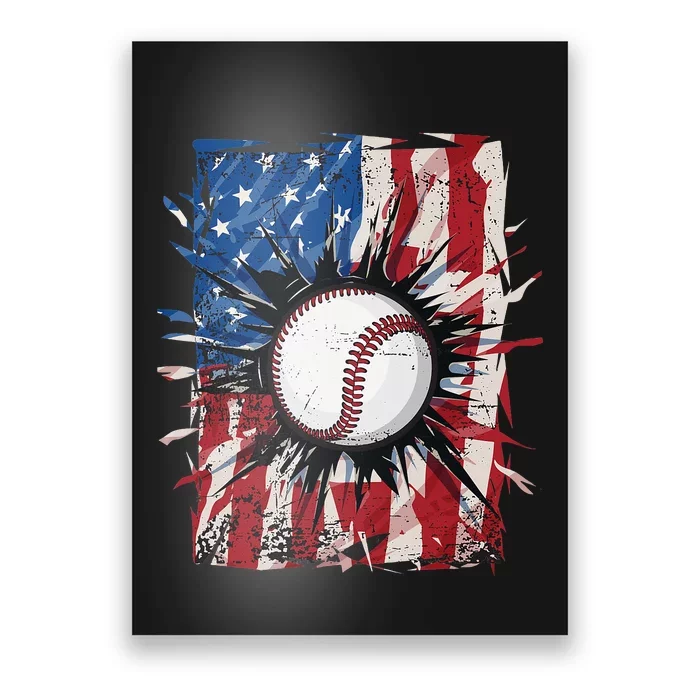 USA American Flag Patriotic Baseball 4th Of July Poster