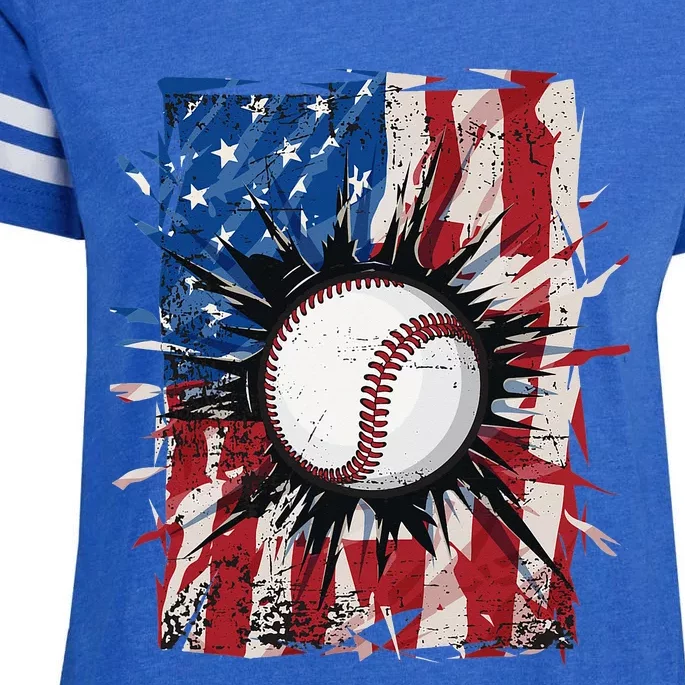 USA American Flag Patriotic Baseball 4th Of July Enza Ladies Jersey Football T-Shirt