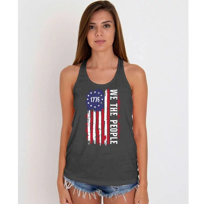 Us American Flag 1776 We The People For Independence Day Women's Knotted Racerback Tank