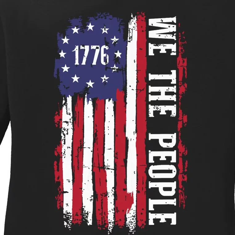 Us American Flag 1776 We The People For Independence Day Ladies Long Sleeve Shirt