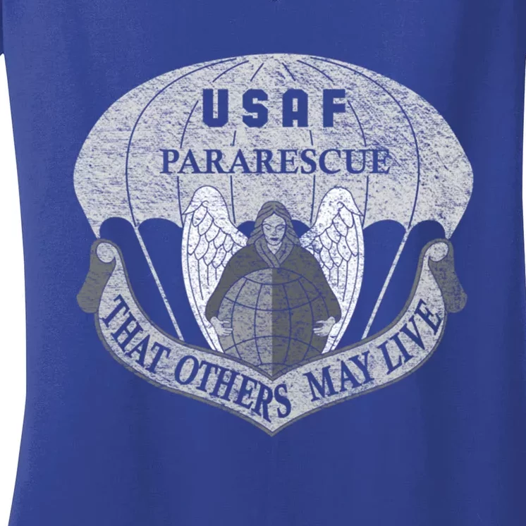 US AIR FORCE USAF PARARESCUE PJ RESCUE MEDIC RECOVERY Pullover Hoodie Women's V-Neck T-Shirt