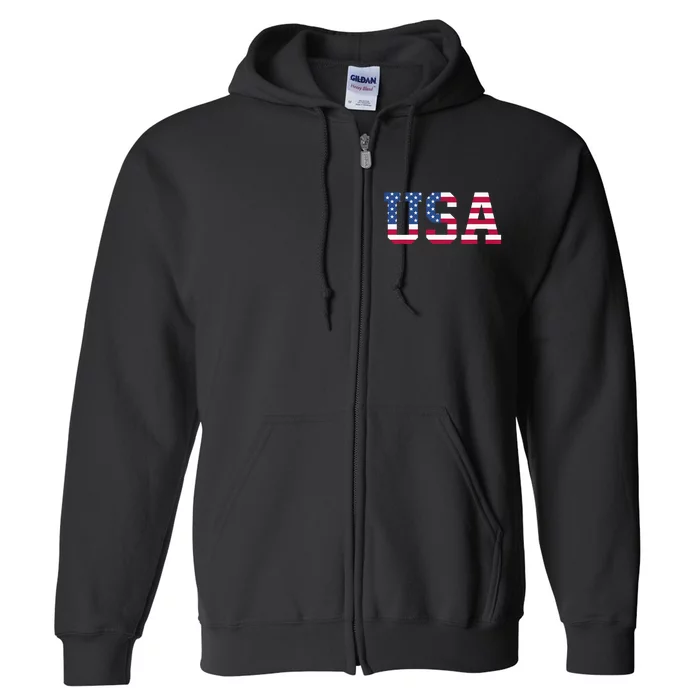 Usa American Flag Patriotic Red White Blue Stars & Stripes Full Zip Hoodie