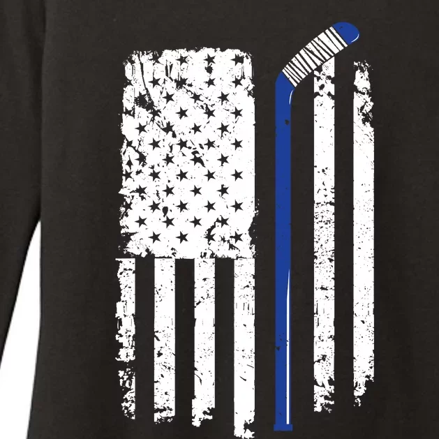 U.S. American Flag Hockey Player Womens CVC Long Sleeve Shirt