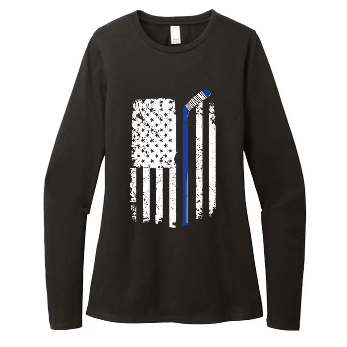 U.S. American Flag Hockey Player Womens CVC Long Sleeve Shirt