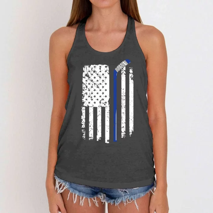 U.S. American Flag Hockey Player Women's Knotted Racerback Tank