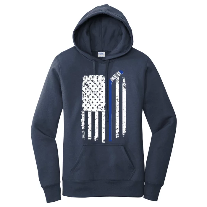 U.S. American Flag Hockey Player Women's Pullover Hoodie