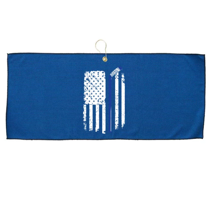 U.S. American Flag Hockey Player Large Microfiber Waffle Golf Towel