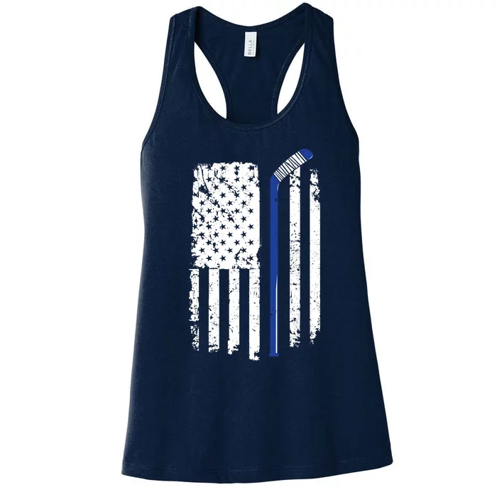 U.S. American Flag Hockey Player Women's Racerback Tank