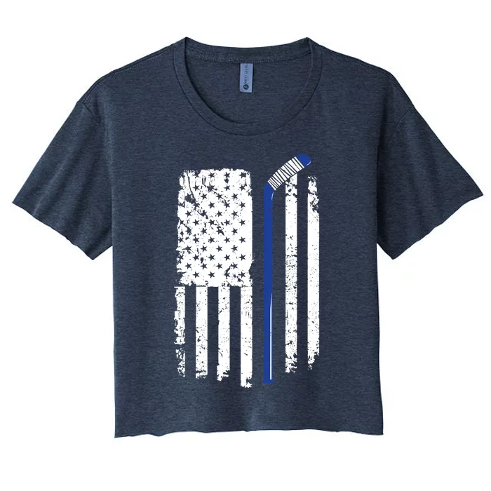 U.S. American Flag Hockey Player Women's Crop Top Tee