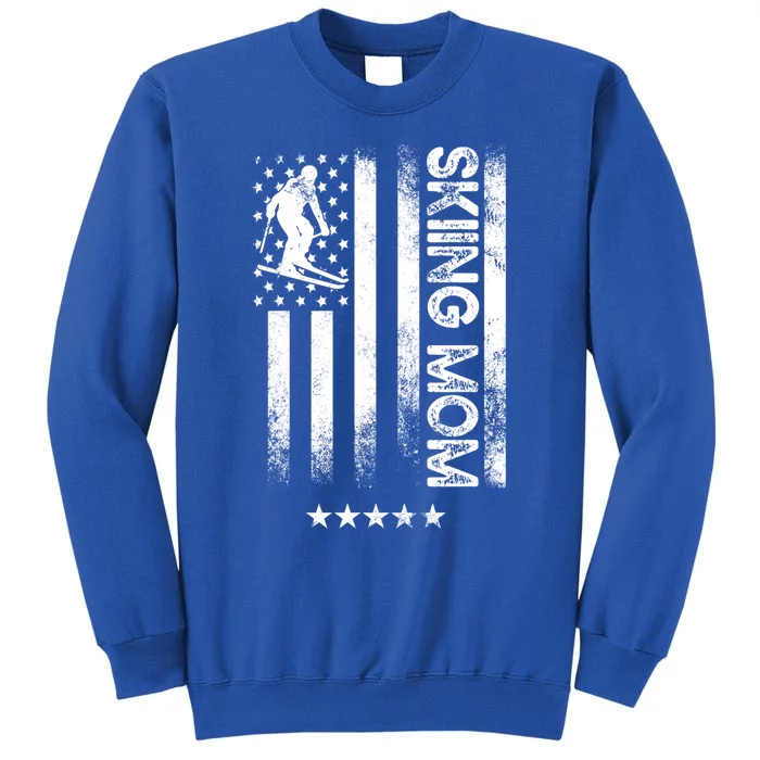 Usa American Flag Gift Skiing Mom Gift Sweatshirt