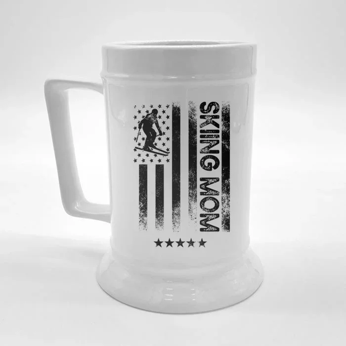 Usa American Flag Gift Skiing Mom Gift Front & Back Beer Stein