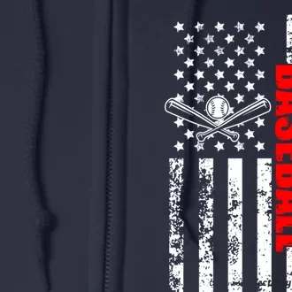 US American Flag Baseball Patriotic Baseball Full Zip Hoodie