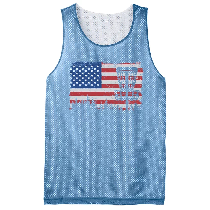 Us American Flag Disc Golf Basket Frisbee Vintage Disc Golf Gift Mesh Reversible Basketball Jersey Tank