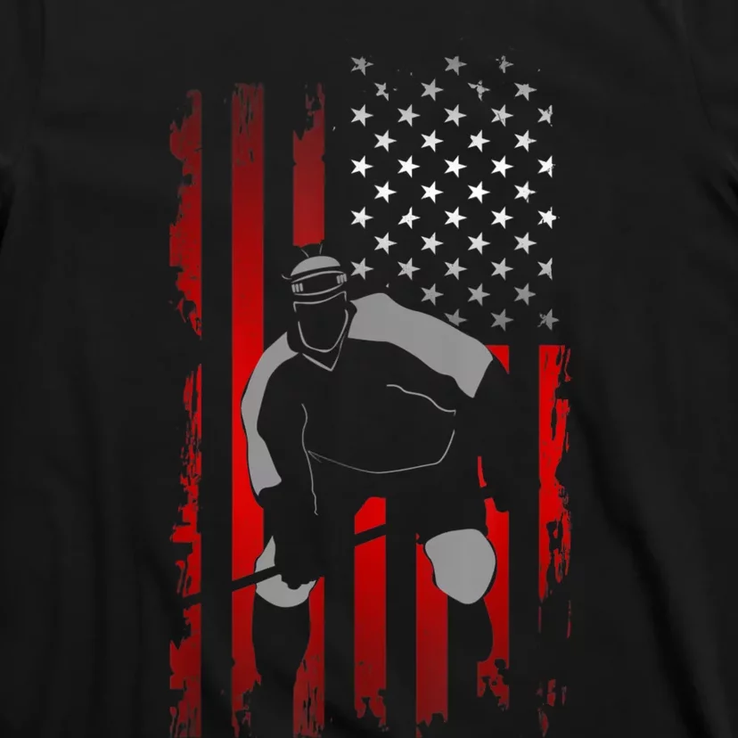 US American Flag Sports Patriotic Ice Hockey T-Shirt