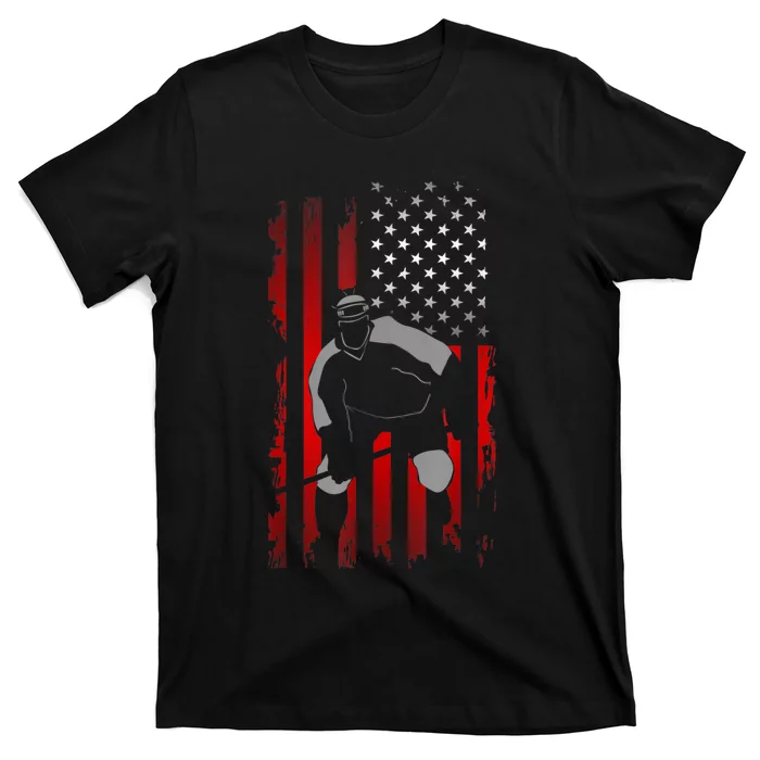 US American Flag Sports Patriotic Ice Hockey T-Shirt