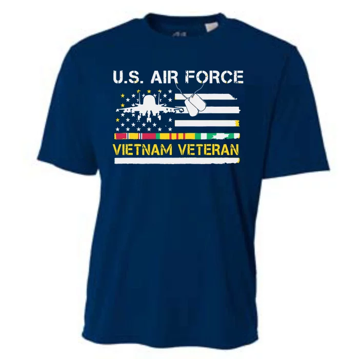 US Air Force Vietnam Veteran, USAF Veteran, USA Flag Gift Cooling Performance Crew T-Shirt