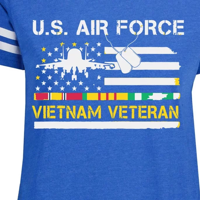 US Air Force Vietnam Veteran, USAF Veteran, USA Flag Gift Enza Ladies Jersey Football T-Shirt