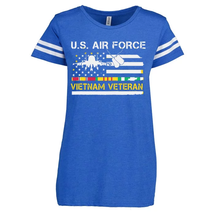 US Air Force Vietnam Veteran, USAF Veteran, USA Flag Gift Enza Ladies Jersey Football T-Shirt