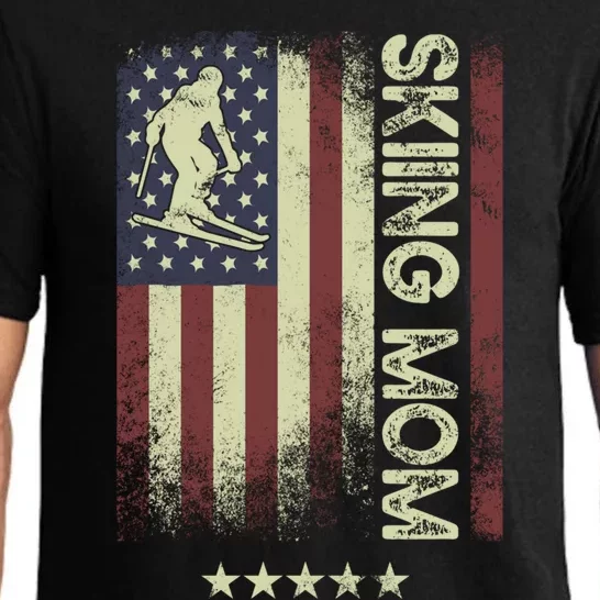 Usa American Flag Meaningful Gift Skiing Mom Gift Pajama Set