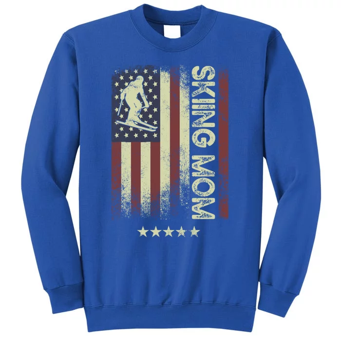 Usa American Flag Meaningful Gift Skiing Mom Gift Tall Sweatshirt