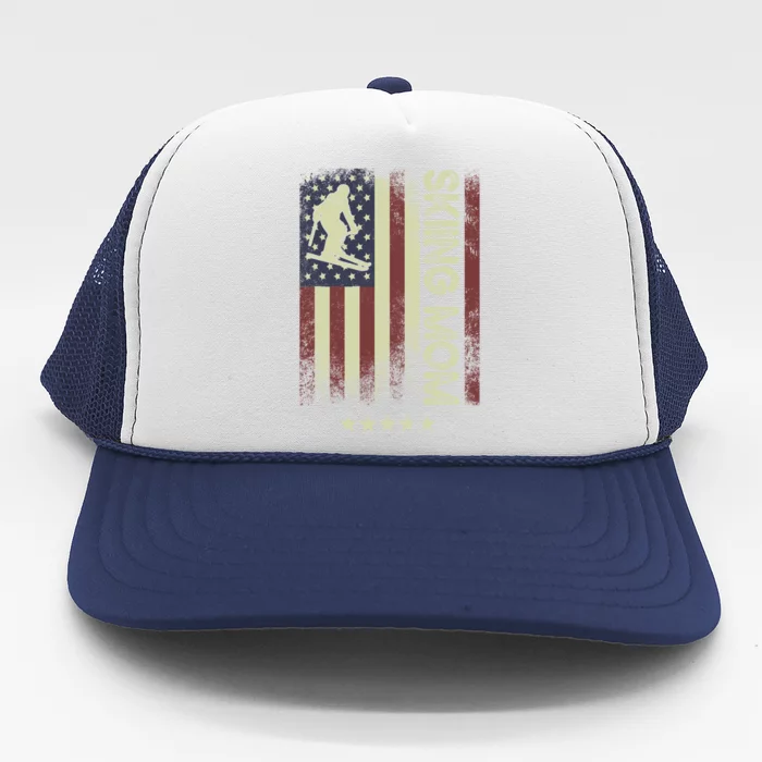 Usa American Flag Meaningful Gift Skiing Mom Gift Trucker Hat