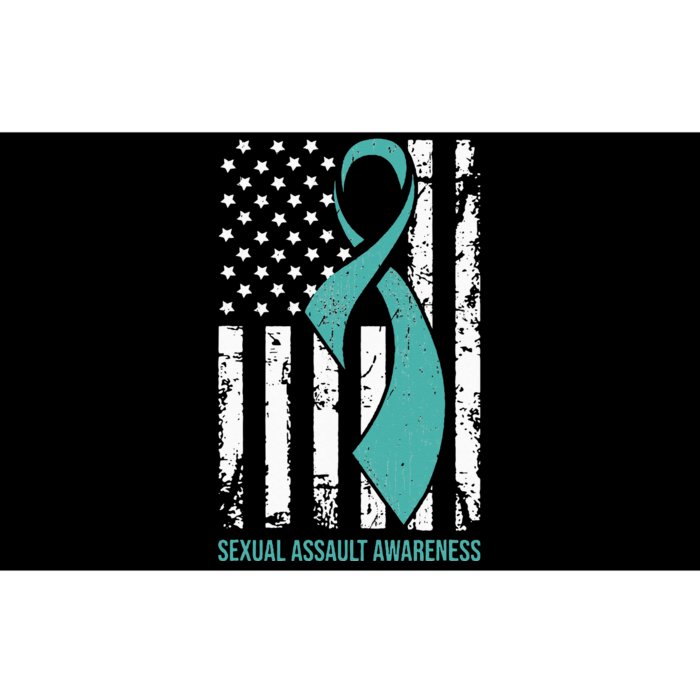 USA American Flag Teal Ribbon April Sexual Assault Awareness Bumper Sticker